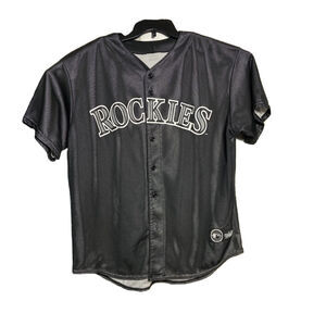 Colorado Rockies Majestic Black Lined Jersey Black Tag 90s Mens Size XL MLB